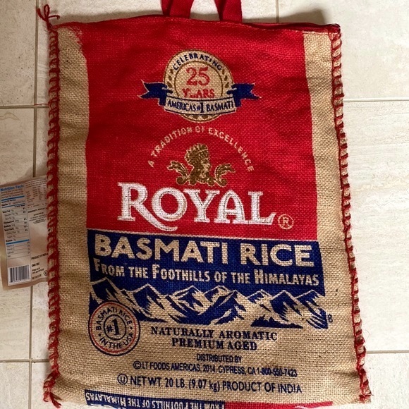 2 SET Large Woven Burlap Zippered Bag Tote with Handles Royal Basmati Rice Bag - Picture 5 of 10